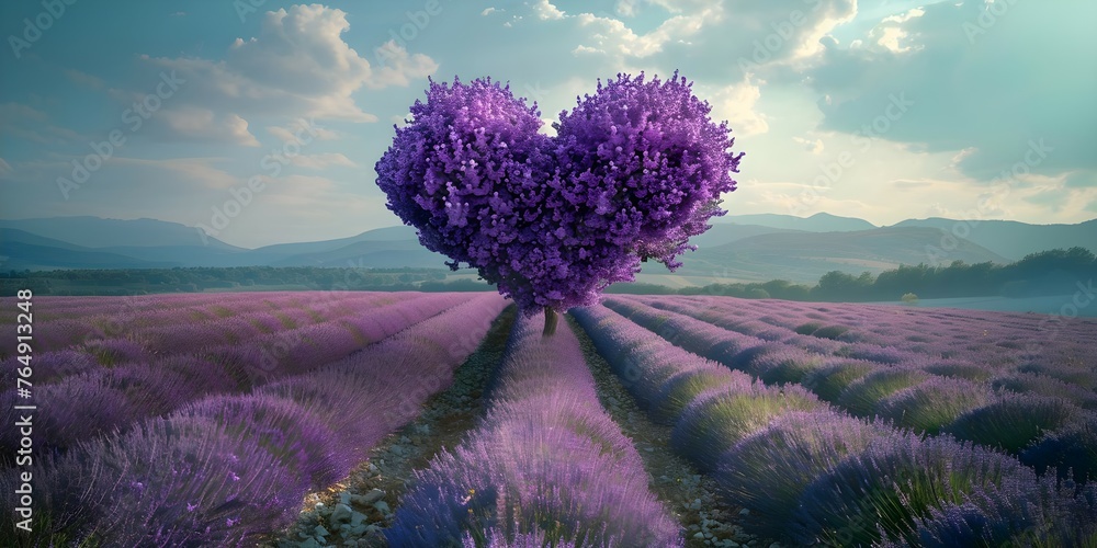 Heartshaped lavender tree symbolizes cancer awareness for survivors Copy space available. Concept Cancer Awareness, Lavender Tree, Survivor, Heart Shape, Copy Space