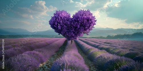 Heartshaped lavender tree symbolizes cancer awareness for survivors Copy space available. Concept Cancer Awareness, Lavender Tree, Survivor, Heart Shape, Copy Space