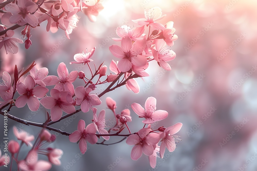 Close Up of Pink Flowers on a Tree