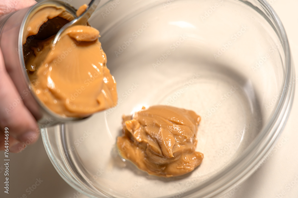 Add sweetened condensed milk caramel from tin can into glass bowl. Cooking Salted Caramel Chocolate Cold Cake Series. Add sweetened condensed milk caramel from tin can into glass bowl. Cooking Salted Caramel Chocolate Cold Cake Series.