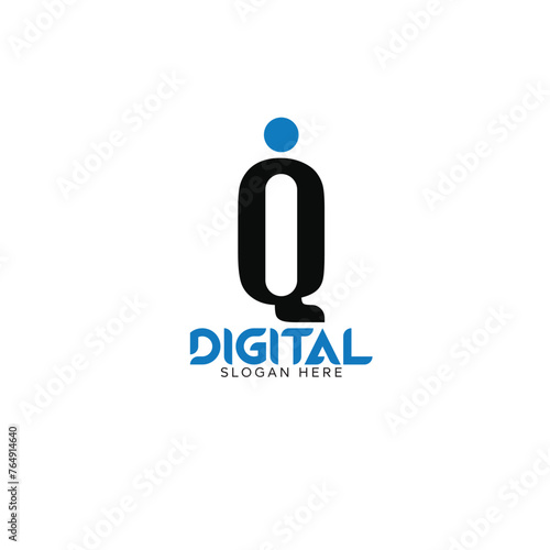 letter IQ logo design vector template