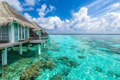 luxury villas on the water in the maldives. beautiful places for travel and relaxation © VetalStock