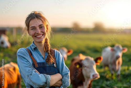 Portrait of a young woman on a farm