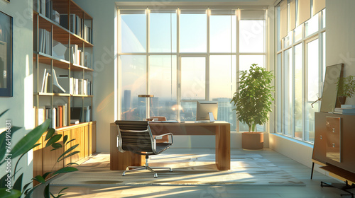 room interior office desk modern work from home cozy chair