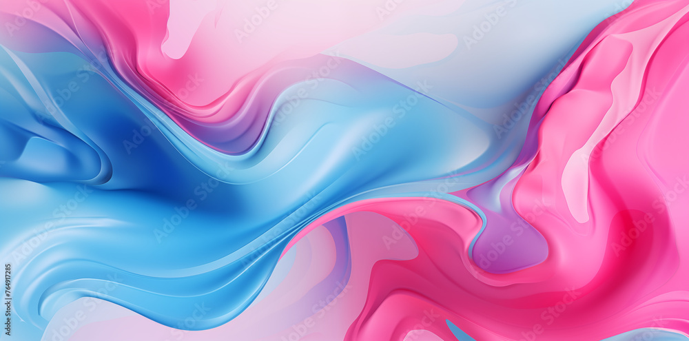 Abstract background of pink and blue spots and waves of liquid glossy paint Abstract background of pink and blue spots and waves of liquid glossy paint