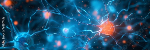 Neuron and nervous system abstract background in blue tones