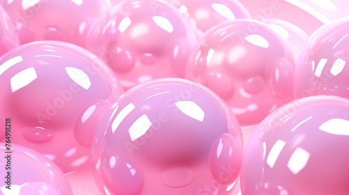 Glass glossy soft pink balls close-up Generation AI