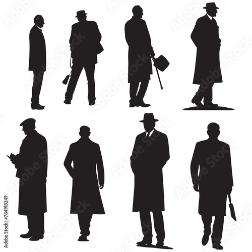 grandpa silhouette clip art black in white background vector image
