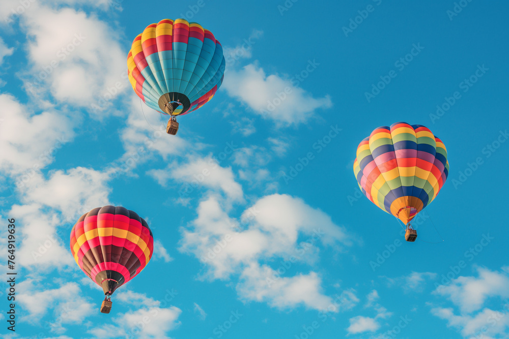 Obraz premium hot air balloon in flight against a blue sky