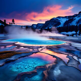 Yellowstone National Park: Colorful 4k Geothermal Image in Wyoming