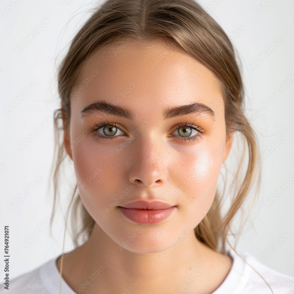 Close-up photo of female model with perfect skin. Cosmetology, plastic surgery, healthy lifestyle. Radiant skin. Advertising of cream, skin health products Close-up photo of female model with perfect skin. Cosmetology, plastic surgery, healthy lifestyle. Radiant skin. Advertising of cream, skin health products