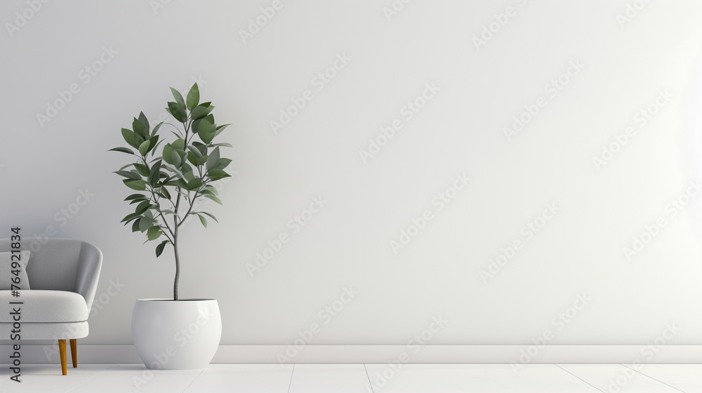 Minimalist indoor plant in white vases against a clean wall with sunlight, modern home decor. Minimalist indoor plant in white vases against a clean wall with sunlight, modern home decor.