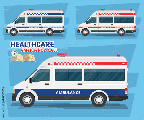 white ambulance car template, medical van. Easy to edit and recolor