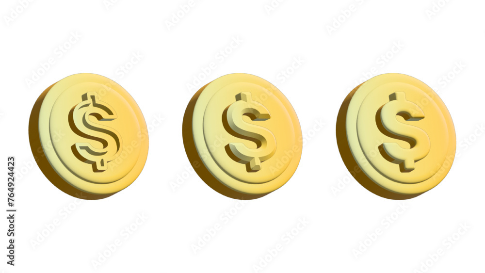 golden dollars on background 3D golden dollars on background 3D