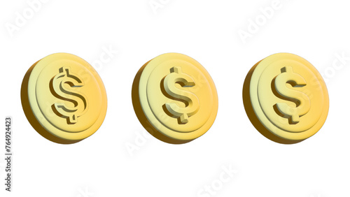 golden dollars on background 3D