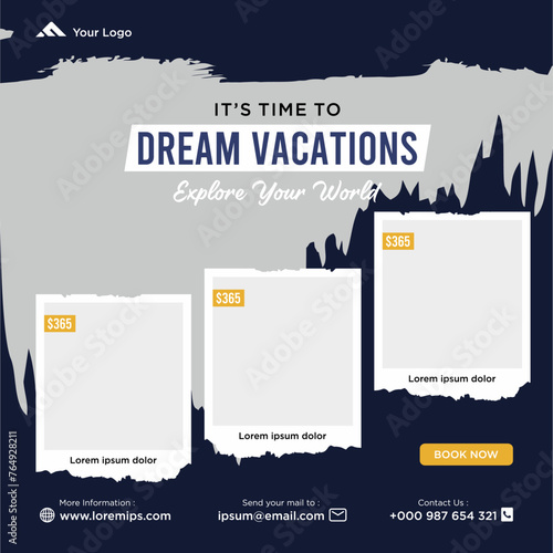 Travel holiday vacation social media post web banner