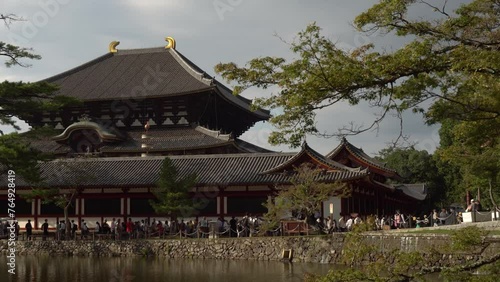 Ancient Architecture and Sacred Deer at Todaiji Temple Grounds