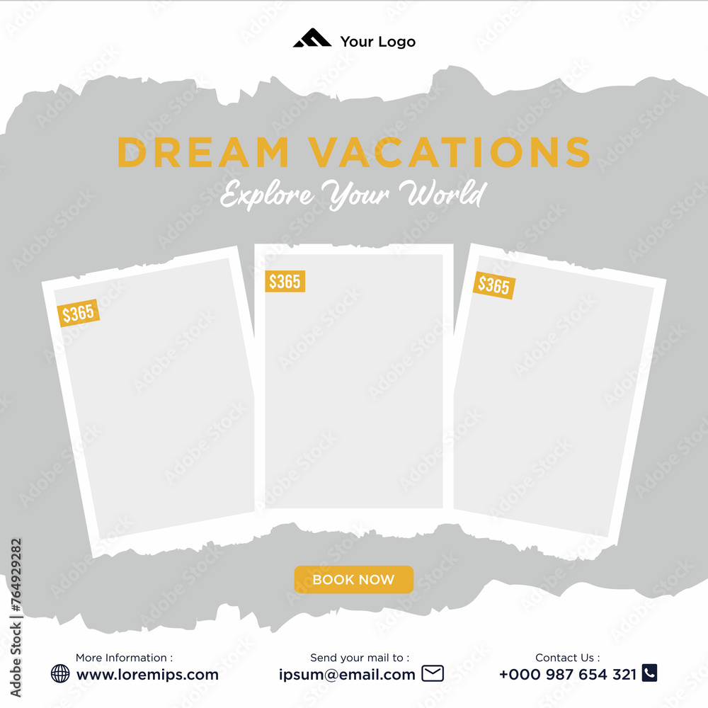 Travel holiday vacation social media post web banner