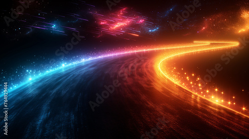 Colorful background with vibrant light and floating dust particles