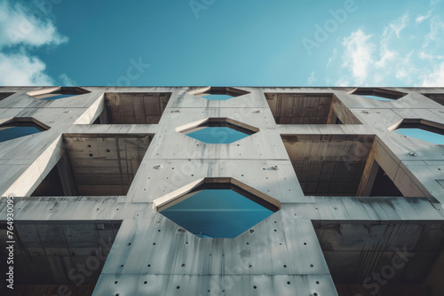 Abstract geometric architecture detail modern concrete structure building.