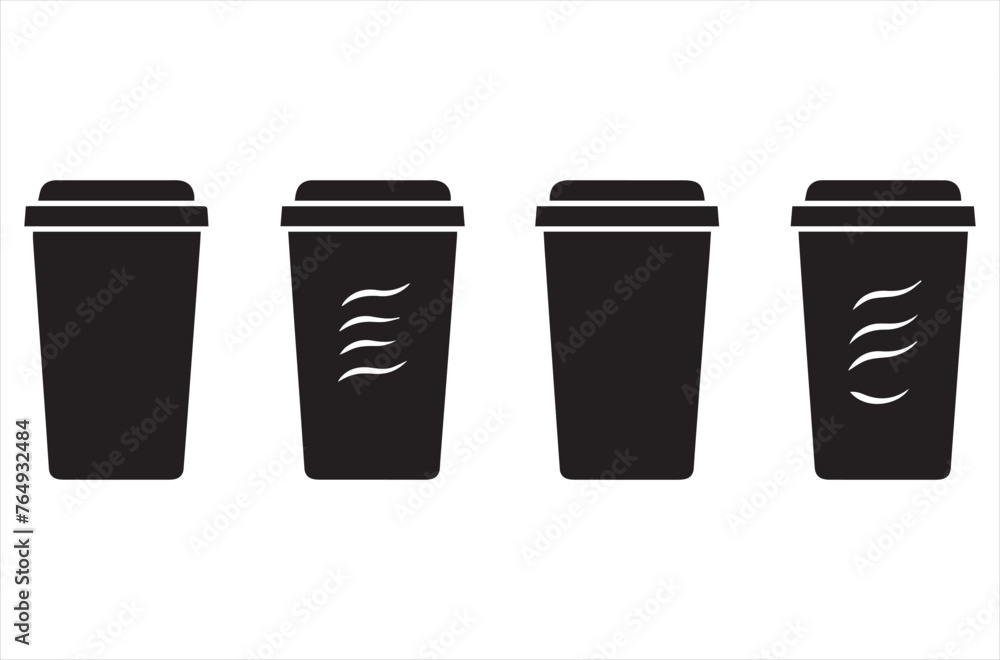 Disposable coffee cup icon set isolated on white background. Vector illustration. Disposable coffee cup icon set isolated on white background. Vector illustration.