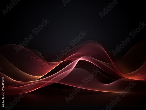 Burgundy wave on a black background, in the style of futuristic spacescapes, dark brown