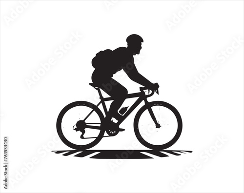 Silhouette of a cyclist on a white background. Vector illustration