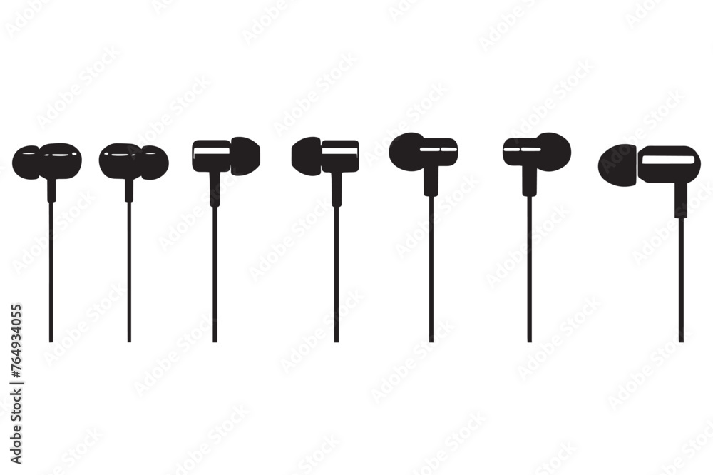 Set of black headphone. vector illustration Set of black headphone. vector illustration