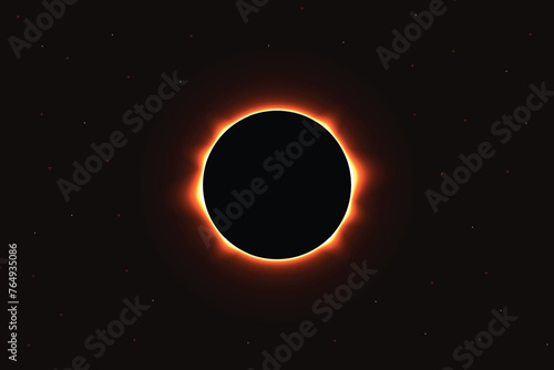 Solar Eclipse Illustration with star background. Total solar eclipse vector illustration