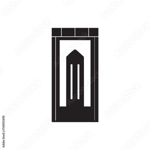 Vector illustration of a set of doors and windows in the city.