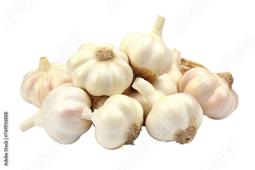 A Garland of Garlic: A Culinary Bouquet on White.