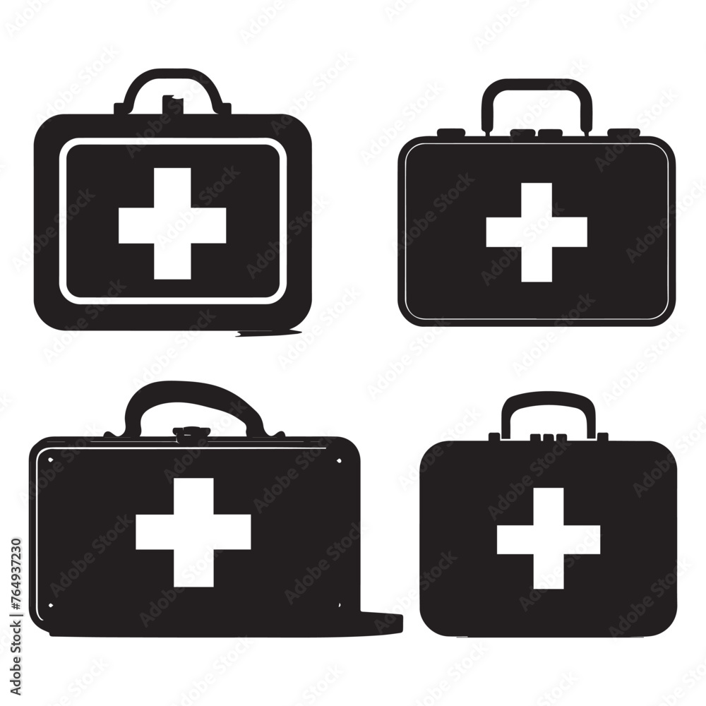 First aid kit icon set . Medical and healthcare symbol. Vector illustration. First aid kit icon set . Medical and healthcare symbol. Vector illustration.