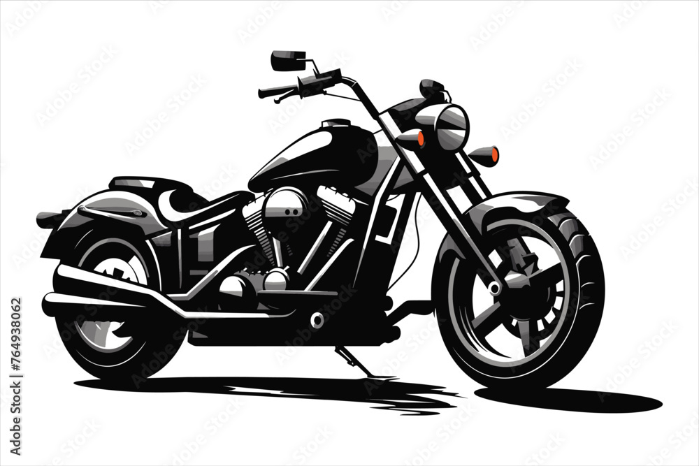 Beautiful black Motorcycle whait background watercolor clipart illustration