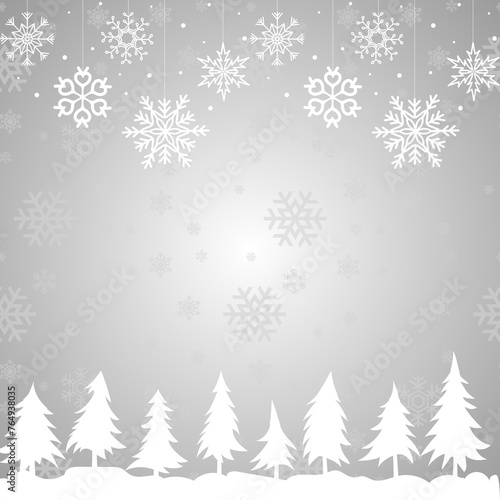 Winter Wonderland with Snowy Pines Background