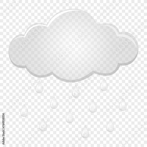 Transparent cloud with rain drops. Flat design style. For the design of your website, logo, application. Vector illustration