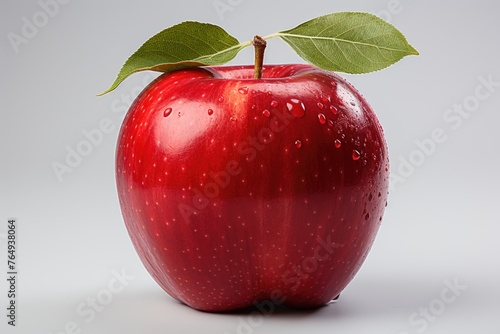 Red Apple with a isolated bite in the white background, generative IA