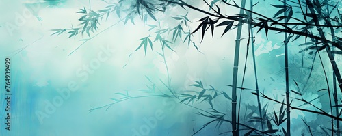cyan bamboo background with grungy text