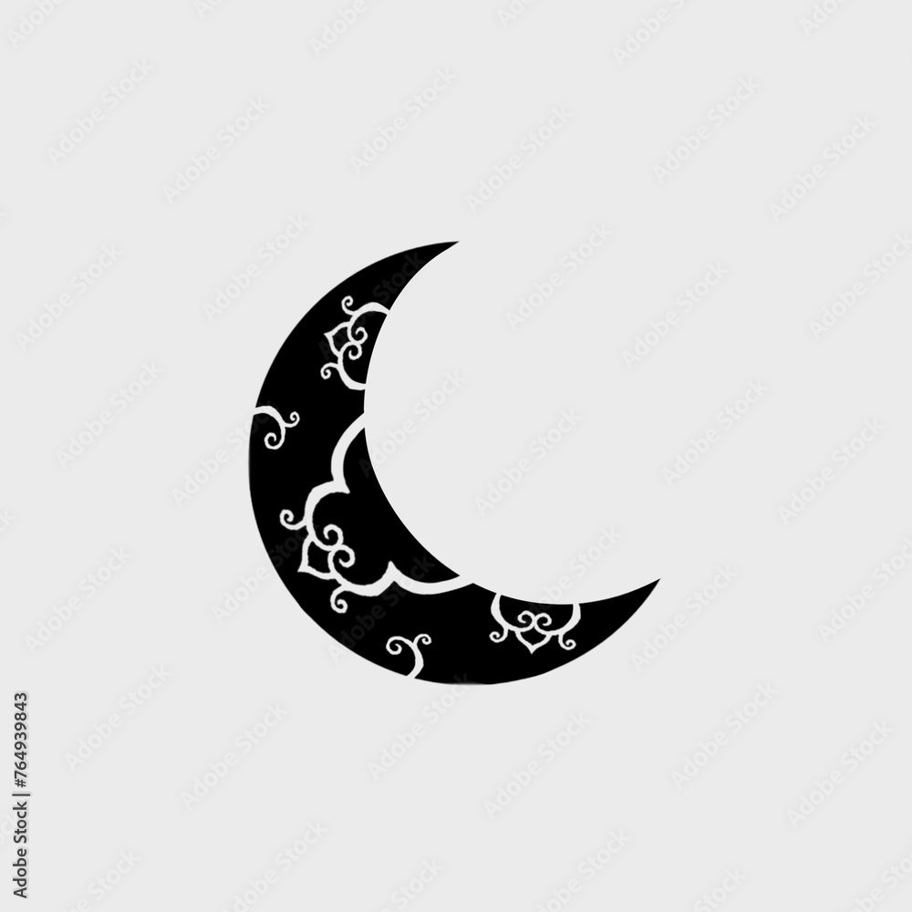 Shape Of Moon: Calligraphy Blblack and white texture,shapes cutting work,Black moon isolated on white background. Shape Of Moon: Calligraphy Blblack and white texture,shapes cutting work,Black moon isolated on white background.