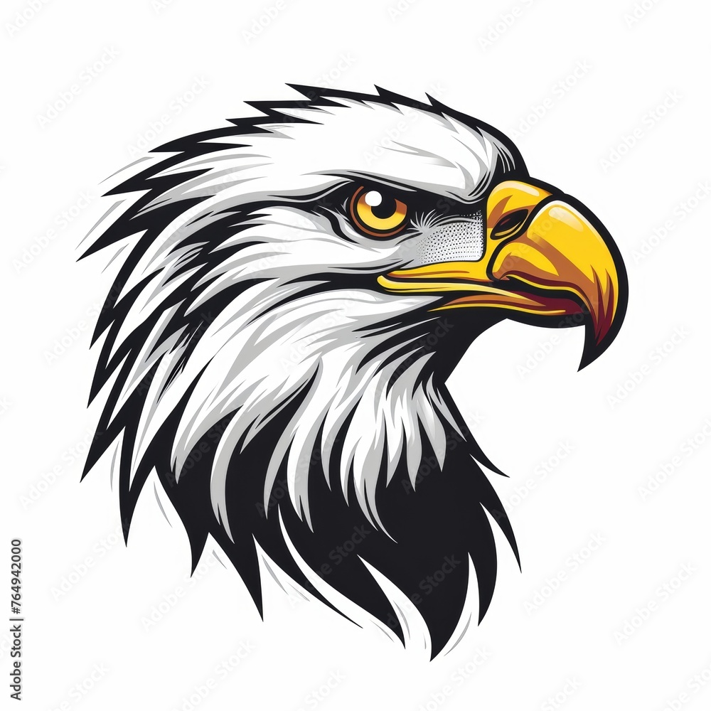 Vector clipart illustration portrait of a bald eagle.
