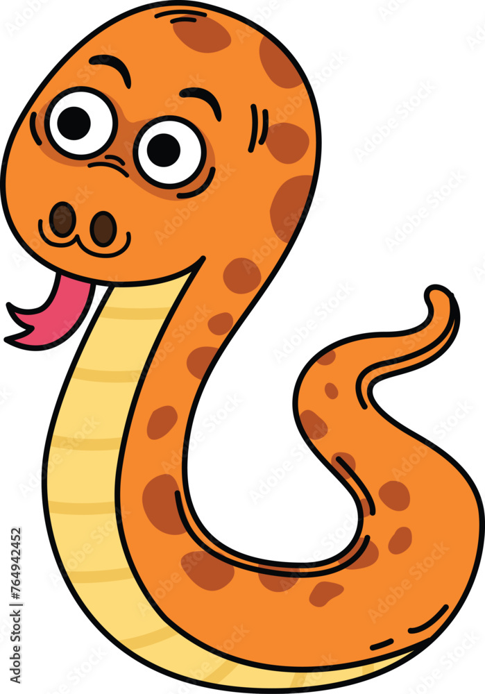 Fototapeta premium Hand drawn snake character illustration, vector