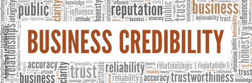 Business Credibility word cloud conceptual design isolated on white background.