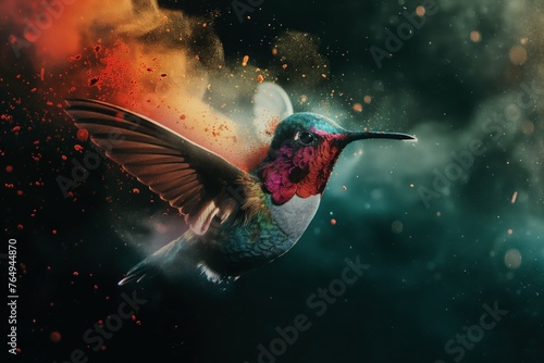 highspeed concept image. humming bird with smoke. dynamic image.  © CreativeCreations