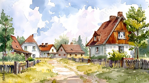 watercolor traditional  Polish  house
