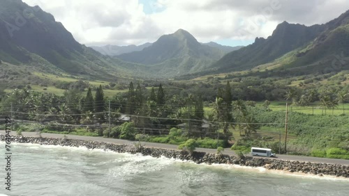 View of Puu Ohulehule mountain with Kaawa Valley  photo