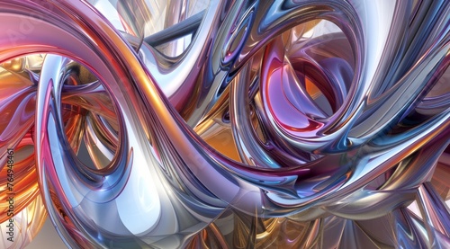 Metallic Swirls with Iridescent Sheen in Abstract Design