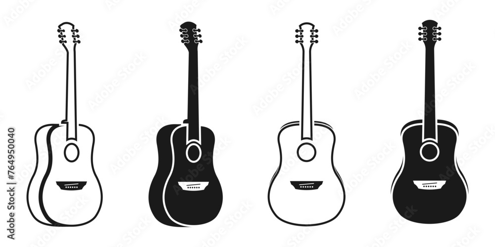 Naklejka premium guitar icon vector set. acoustic guitar vector illustration isolated on white background.
