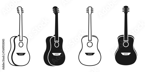 guitar icon vector set. acoustic guitar vector illustration isolated on white background.