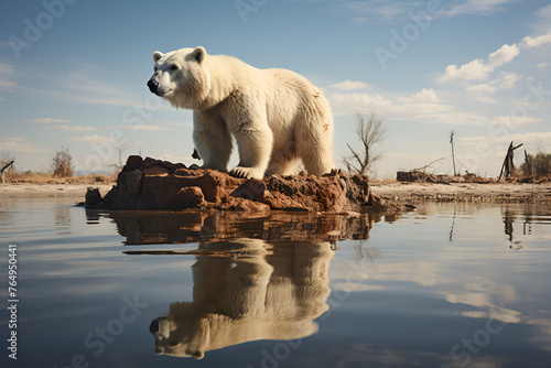 polar bear on the rock