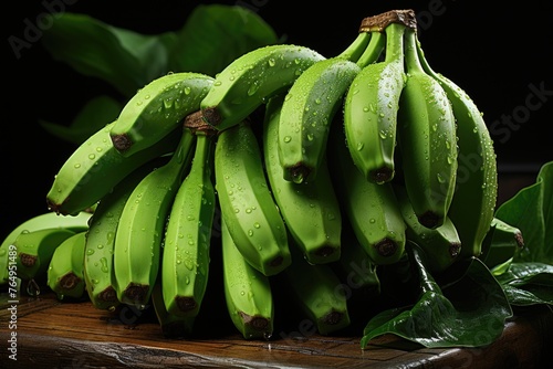 Banana with bunch of ripe green bananas (Turkey Alanya), generative IA