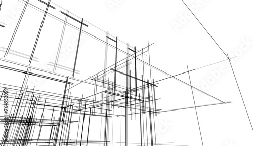 Architectural drawing vector 3d illustration